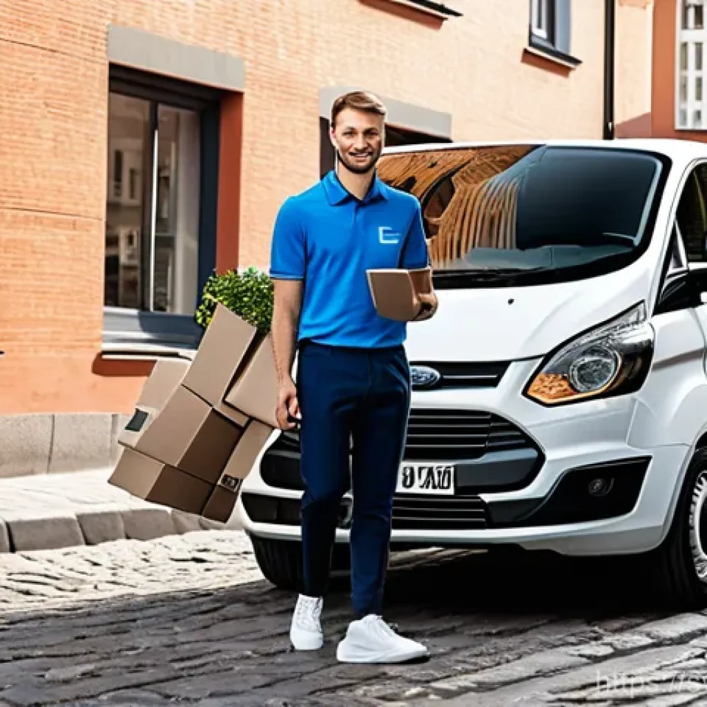 도로교통사 자격증을 활용한 직업 변화 사례 - **Prompt:** "A young, smiling delivery driver, in their late 20s to early 30s, dressed in a clean, b...