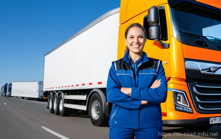 도로교통사 자격증 취득의 직업적 이점 - Image Prompt 1: The Modern Professional Truck Driver**