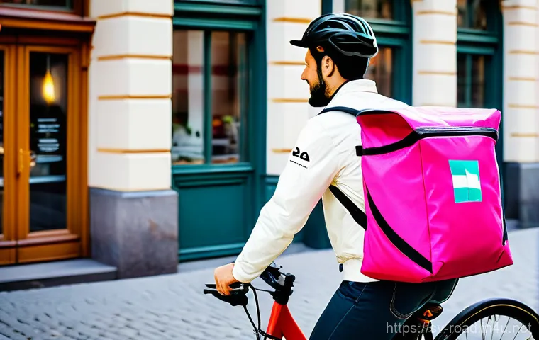 도로교통사 자격증 취득 후 취업 전략 - **Urban Food Delivery Professional in Stockholm**
    "A vibrant, eye-level shot of a young adult, m...