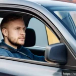 도로교통사 실무 과정의 현실적 난이도 - A young Swedish learner driver sitting confidently behind the steering wheel inside a modern compact...
