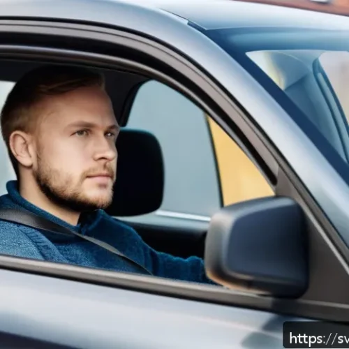 도로교통사 실무 과정의 현실적 난이도 - A young Swedish learner driver sitting confidently behind the steering wheel inside a modern compact...